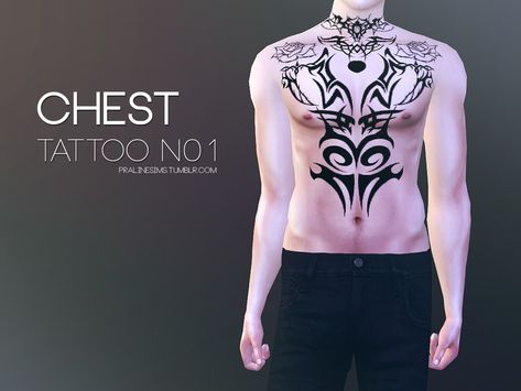 Pralinesims' Chest Tattoo N01 Sims 4 Male Tattoos Cc Patreon, Lightning Tattoo, Sims 4 Male Clothes, Sims 4 Tattoos, Tattoo Chest, The Sims 4 Skin, Female Tattoos, 4 Tattoo, Sims 4 Cas