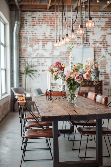 Industrial Dining Room: Key Decor Ideas Key Decor Ideas, Industrial Dining Room Decor, Industrial Dining Room, Industrial Decoration, Key Decor, Dining Room Decor Ideas, Dining Room Industrial, Room Vibes, Downtown Apartment