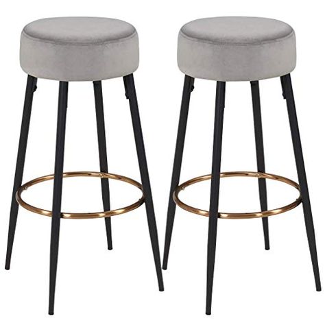 Duhome Set of 2 Bar Stools round Fabric Velvet Rose Pink Barstool Metal Legs Thick Upholstery Seat height 80 cm Colour Selection 5168A: AmazonSmile: Amazon.co.uk: Velvet Bar Stools, Stool Upholstery, Round Bar Stools, Island Stools, Contemporary Stools, Kursi Bar, Contemporary Bar Stools, Stools For Kitchen Island, 30 Bar Stools