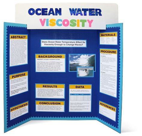 science fair project display board with Elmer’s tri-fold display board header card Science Fair Board Layout, Science Project Board, Tri Fold Poster Board, Project Display Boards, Board Header, Tri Fold Poster, Science Fair Board, Display Boards For School, Science Projects For Middle School