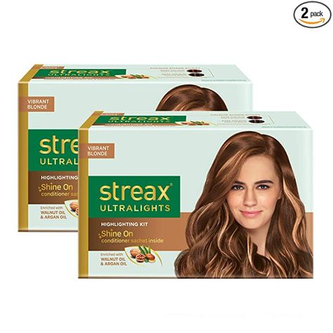 Offer Price: Rs 285 Regular Price: Rs 570 HIGHLIGHT YOUR HAIR - With Streax Ultralights Hair Highlighting kit, offer yourself a gorgeous makeover with our vibrant shades and brighten up the way your hair looks 10 GORGEOUS & VIBRANT SHADES - Streax offers ten completely different and lively highlighting shades that give you a stunning and appealing look. Choose one according to your personality ENRICHED WITH ARGAN & WALNUT OIL - Streax Ultralights Hair Highlighting Kit hair colour is vitalized wi Streax Hair Color Highlights, Streax Hair Colour Shades, Hair Colour Shades, Colour Highlights, Soft Blonde, Colour Shades, Hair Strands, Walnut Oil, Hair Color Shades