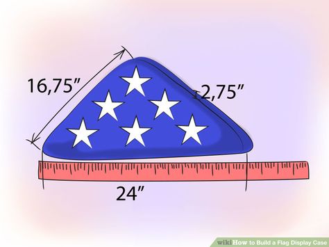 Image titled Build a Flag Display Case Step 2 Folded Flag Display Ideas, Wood American Flag Diy, Memorial Flag Display, American Flag Diy, Folded Flag, Flag Display Case, Shadow Box Display Case, Flag Diy, Flag Holder