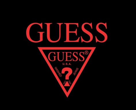 Guess Logo Brand Symbol Red Design Clothes Fashion Vector Illustration With Black Background Guess Wallpaper, Guess Logo Design, Guess The Logo, Boudin Balls, 70s Glam, Fashion Vector, Fashion Logo Branding, Brand Symbols, Guess Logo