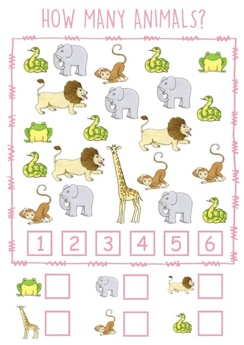 Zoo Worksheets Preschool, Animal Counting Worksheet, Zoo Animals Worksheet, Animals For Preschool, Zoo Animals Preschool Activities, Animals Preschool Activities, Jungle Animals Preschool, Dear Zoo Book, Dear Zoo Activities