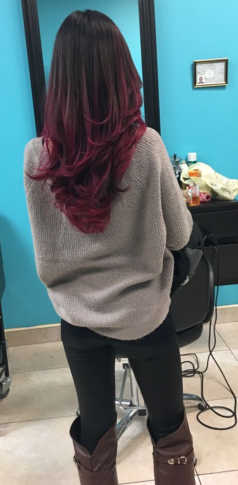 Pink Balayage Gamora Hair Color, Brown Hair With Magenta Highlights, Wine Balayage Hair, Gamora Hair, Magenta Balayage, Magenta Red Hair, Red Purple Hair, Pink Balayage, Wine Hair Color