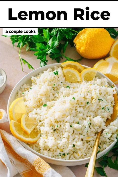 Dinner Ideas Vegetarian, Lemon Rice Recipe, Best Fish Recipes, Honey Glazed Salmon, Winter Salad Recipes, Salad Dressing Recipes Healthy, A Couple Cooks, Lemon Rice, Easy Rice Recipes