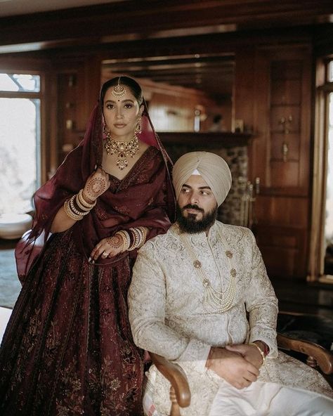 Sutej Pannu (@sutej.pannu) • Instagram photos and videos Punjabi Wedding Bridesmaids, Punjabi Wedding Couple, Bride And Groom Outfits, Wedding Couple Poses Photography, Wedding Couple Poses, Punjabi Wedding, Sikh Wedding, Wedding Color Palette, Groom Outfit