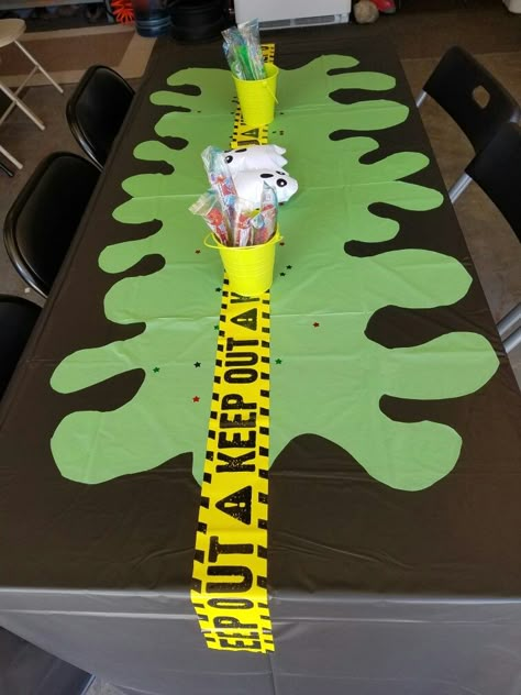 More More Ghostbusters Table Decor, Goosebumps Themed Birthday Party, Ghostbuster Themed Dinner, Grossery Gang Birthday Party, Goosebumps Party Decorations, Ghostbuster Party Ideas, Ghostbusters Theme Party, Goosebumps Party Ideas, Ghostbuster Birthday Party