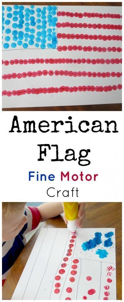 This 4th of July flag craft with dot markers is simple, but as my preschool son said, "It's funner than I thought it would be!" American Flag Fine Motor Craft  | Patriotic | American Flag | Red, White and Blue | Memorial Day | July 4th Patriotic Activities, Fourth Of July Crafts For Kids, July Activities, Preschool Fine Motor Activities, Flag Crafts, Summer Preschool, Preschool Fine Motor, Patriotic Crafts, Dot Markers