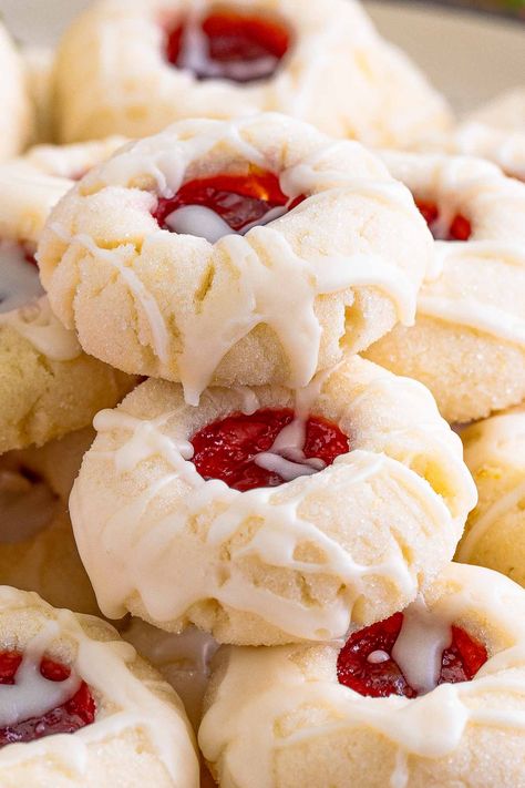 Raspberry Thumbprint Cookies with Lemon Glaze