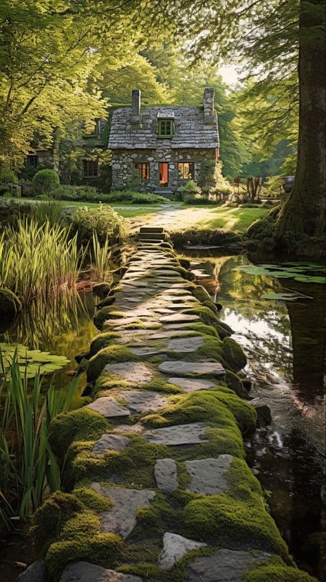 Cottagecore Homes, Scotland Cottage, Cabin Rustic, Moss Covered, Fairytale Cottage, Cottage Charm, Stone Path, Cottage In The Woods, Dream Cottage