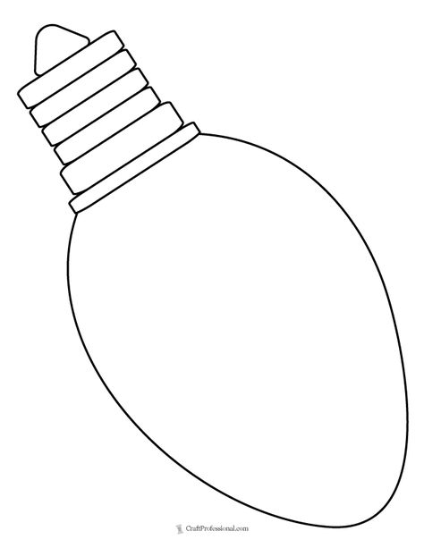 Christmas Bulb Coloring Page, Lightbulb Template Free Printable, Christmas Bulb Template Free Printable, Christmas Light Coloring Page, Holiday Painting Ideas Easy, Christmas Light Bulb Template, Christmas Light Template, Light Bulb Printable, Printable Christmas Lights