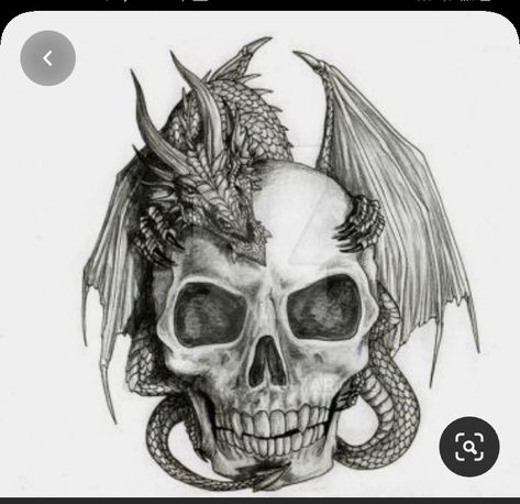 Dragon Tattoo With Skull, Simple Dragon Drawing, Flash Art Tattoos, Small Skull Tattoo, Skull Dragon, Simple Skull, Tattoo Dragon, Dragon Skull, Tattoo Trend