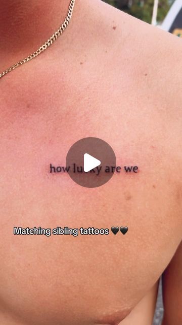 Oklahoman Outlaw on Instagram: "Matching ‘how lucky are we’ sibling tattoos 🥹
🎥: leahmsmithh/TikTok #zachbryan #countrymusic #countryartist #countryconcert #countrysong #countrymusician #zachbryanmusic #zachbryanconcert #zachbryanlyrics #zachbryantattoo #matchingtattoos #siblingtattoo #tattooideas #matchingsiblingtattoos #tattooinspo" How Lucky Are We Tattoo Zach Bryan, Tattoo For Brother And Sister, Matching Sister Tattoos For 2 Meaningful, How Lucky Are We Tattoo, How Lucky Are We, Sister In Law Tattoos, Yeehaw Tattoo, 224 Tattoo, We Tattoo