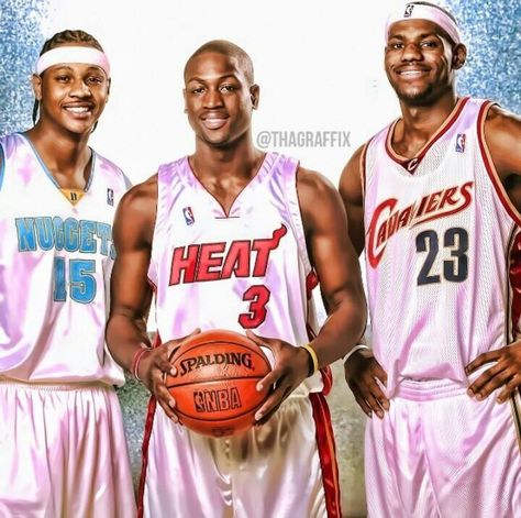 Melo Wade LeBron rookie year Lebron James Draft, Carmelo Anthony Denver, 2003 Nba Draft, Lebron And Wade, Sports Pics, Nba Miami Heat, Carmelo Anthony, Nba Sports, Dwyane Wade