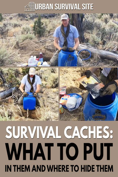 By keeping all of your survival supplies at any one location you are setting yourself up for disaster. This is where survival caches come in. Canadian Prepper, Survival Gear List, Survival Cache, Survival Prepping Diy, Survival Skills Emergency Preparedness, Shtf Survival, Survival Ideas, Survival Items, Survival Skills Life Hacks