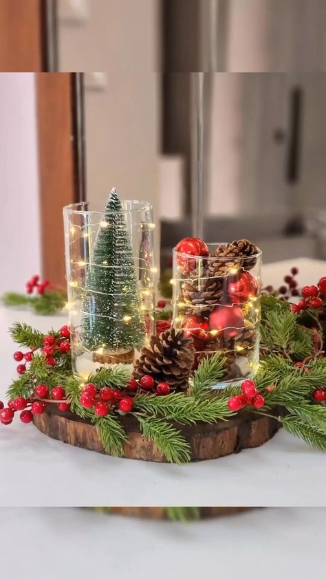 Ideas Decoracion Navidad, Christmas Decorations Centerpiece, Christmas Decorations Diy Crafts, Christmas Candle Decorations, Winter Decorations Diy, Christmas Table Centerpieces, Christmas Centerpieces Diy, Christmas Themes Decorations, Office Christmas