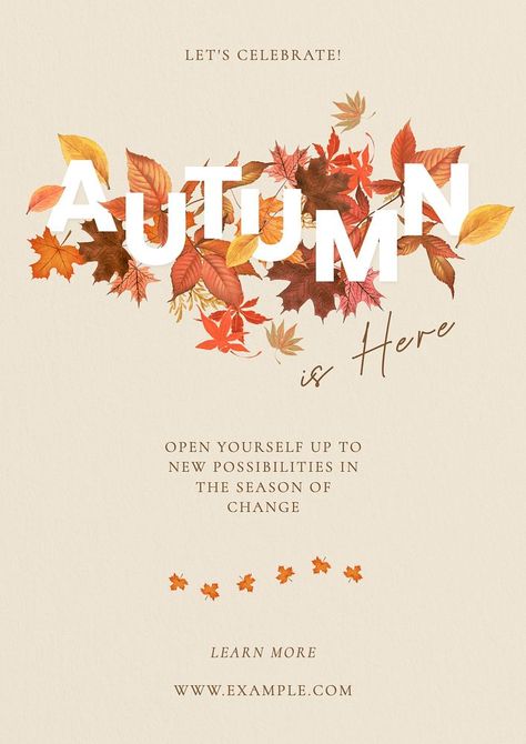 Welcome autumn poster template, editable design | premium image by rawpixel.com / ton Autumn Poster Design, Autumn Graphic Design, Fall Graphic Design, Welcome Poster Design, Welcome Images, Autumn Poster, Welcome Autumn, Fall Graphic, Thanksgiving Card