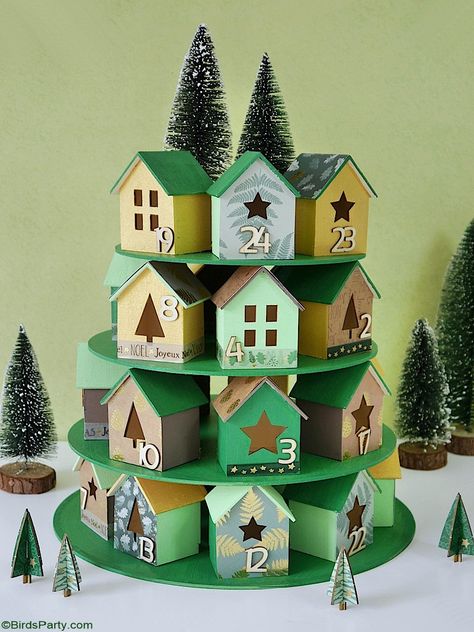 DIY Christmas Village Advent Calendar - easy, inexpensive and super pretty craft ideas to make with the kids for Christmas! by BirdsParty.com @birdsparty #adventcalendar #christmasvillage #christmas #christmascrafts #diy #crafts #holidaycrafts Hobby Lobby House Advent Calendar, Diy House Advent Calendar, Gingerbread House Advent Calendar Diy, Hobby Lobby Advent Calendar Ideas, Christmas Village Advent Calendar, Advent Calendar Tutorial, Advent Christmas Tree, Origami Advent Calendar, Hobby Lobby Advent Calendar