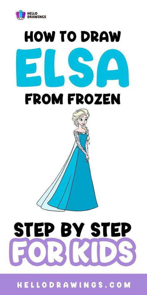 Looking for simple disney cartoon drawings tutorials for your kids? Look at this easy one on how to draw elsa from Frozen. With our step by step and easy-to-follow tutorial, your kid should become a pro at drawing elsa in no time. Easy Drawings Of Disney Characters, Easy Frozen Drawings, How To Draw Frozen Characters, Frozen Drawings Easy, Easy Elsa Drawing, How To Draw Disney Characters Step By Step, Elsa Drawing Easy, Disney Cartoon Drawings, Elsa Frozen Pictures