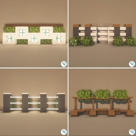 Rale | Design on Instagram: “Gate Ideas 💡 ▪️ Rate it 1-10 🚀 Made by @rale_design ▪️ If you like this post, save it or share it with your friends! ▪️ ——————————————…” Minecraft Modern Fence, Wall Designs Minecraft, Minecraft Walls Ideas, Minecraft Wall Design, Minecraft Gate, Minecraft Wall Designs, Minecraft Wall, Minecraft Interior, Minecraft Structures