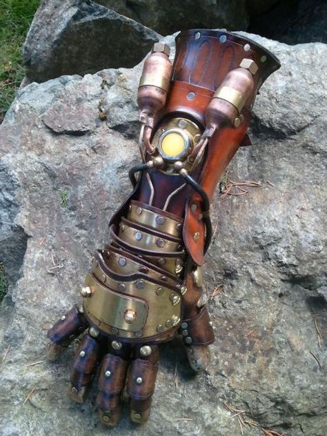 Steampunk Arm, Rune Knight, Steampunk Mode, Steampunk Gloves, Punk Ideas, Steampunk Armor, Steampunk Outfits, Moda Steampunk, Steampunk Costumes