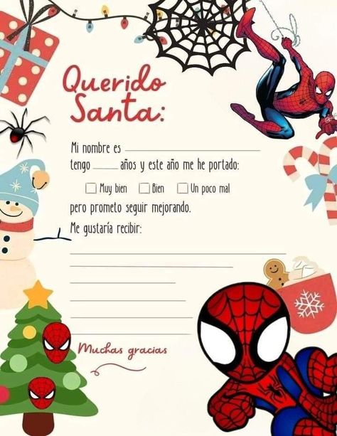 Carta A Santa Claus, Spiderman Christmas, Santa Claus Letter, Diy Holiday Cards, Desi Love, Xmas Deco, Christmas Themes Decorations, Funny Christmas Cards, Christmas Table Settings