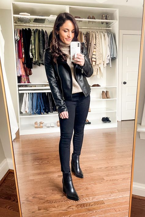 10 Items 20 Outfits | Petite Style | Pumps & Push Ups Petite Fall Outfits 2022, Petite Fall Outfits 2023, Leather Pumps Outfit, Outfits With Pumps, Leather Booties Outfit, Winter Outfits Petite, Black Booties Outfit, Outfit Petite, Outfits Petite