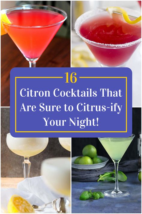 Collage of 4 citron cocktails. Sour Cocktail Recipes, Citrus Cocktails, Cocktail Ideas, Sour Cocktail, Sweet Citrus, Sweet And Sour, Drink Up, Mixology, Cocktail Recipes