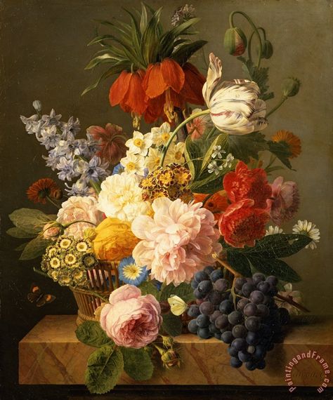 Still Life with Flowers and Fruit Painting by Jan Frans van Dael Still Life With Flowers, Painting Of Flowers, Flowers And Fruit, Flowers In A Vase, Hur Man Målar, Painting Flowers, Farmhouse Wall Art, Caravaggio, Rose Painting