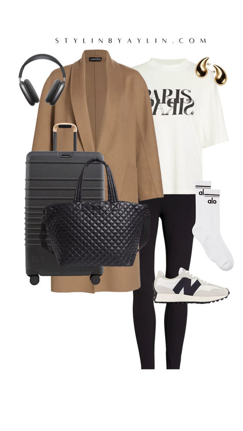 Outfit planning for your next vacation, athleisure style, cozy chic, travel style, accessories. For more fashion and home decor follow me @stylinbyaylin Winter Sydney Outfit, Sports Casual Outfits, Airplane Travel Outfit Ideas, Aeroport Outfit, Outfit Voyage, Trips Outfits, Vacation Athleisure, Airplane Outfit, Chic Athleisure Outfits