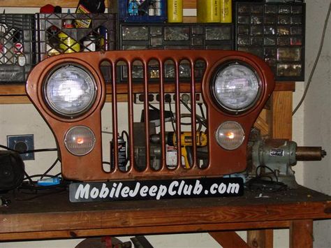 Jeep Grill Light Jeep Grill Wall Art, Wall With Lights, Jeep Decor, Grill Wall, Grilling Art, Travel Theme Decor, Jeep Lights, Bar Stuff, Grill Light