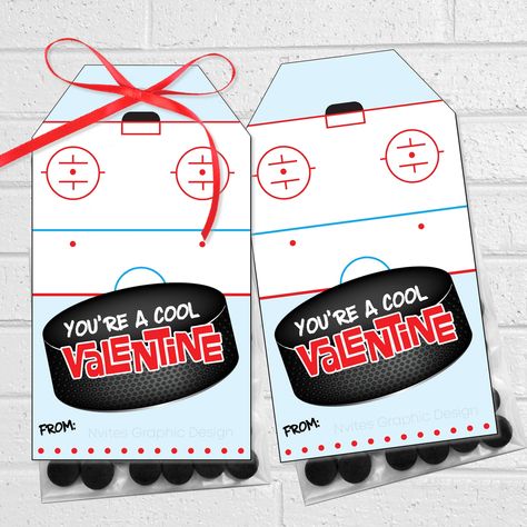 Hockey Valentines Ideas, Hockey Valentines Boxes, Hockey Valentines, Ice Hockey Rink, Fun Lettering, Valentines Kids, Valentine Treat, Hockey Kids, Senior Night Gifts