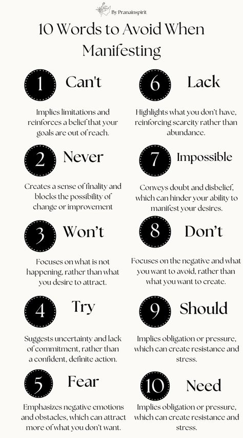 10 words you should avoid when manifesting your dreams and desires.

#mindfulness #mindfulnessguide #meditation #spirituality #spiritual #peace #healing #intention #quietliving #wellness #spiritualwellness #healthandwellness #quietmind #manifesting #dreamlife #manifestation #universe #laws Manifest Meditation, Meditation Intentions, Meditation For Manifesting, How To Set Intentions For Manifesting, Manifesting Peace Of Mind, Spirit Messages, Quiet Mind, Spiritual Wellness, Spiritual Awakening