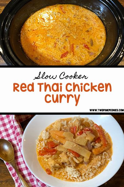 This slow cooker red Thai chicken curry is an awesome recipe. I love adding this recipe into our dinner rotation because it helps us not get burnt out on crockpot meals. It is a “different” recipe for when you find yourself getting into a recipe rut. Skip the take out and try this recipe! #chickencrockpotrecipe #chickenslowcookerrecipe #thaislowcookerrecipe #thaicrockpotrecipe Red Thai Chicken Curry, Chicken Curry Crockpot, Crock Pot Curry, Chicken Breast Curry, Slow Cooker Thai Chicken, Thai Curry Recipes, Chicken Breast Slow Cooker, Slow Cooker Chicken Curry, Thai Chicken Curry