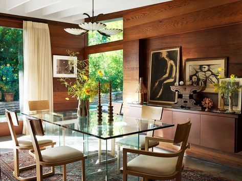 Dakota Johnson's House Is An Understated LA Dream Dakota Johnson House, Johnson House, Hollywood Homes, Glass Dining Table, Celebrity Houses, Mid Century Modern House, Dakota Johnson, Architectural Digest, Interior Design Studio