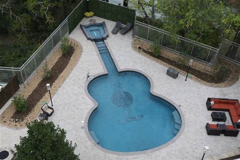 John Rich gives us a tour of his home — with a guitar-shaped pool! -What is your fantasy pool? www.geremiapools.com Celebrity Pools, Build Your Own Pool, Amazing Pools, Camp House, Pool Shapes, Swimming Pool House, Art Dance, Interior Design Drawings, Hotel Plan