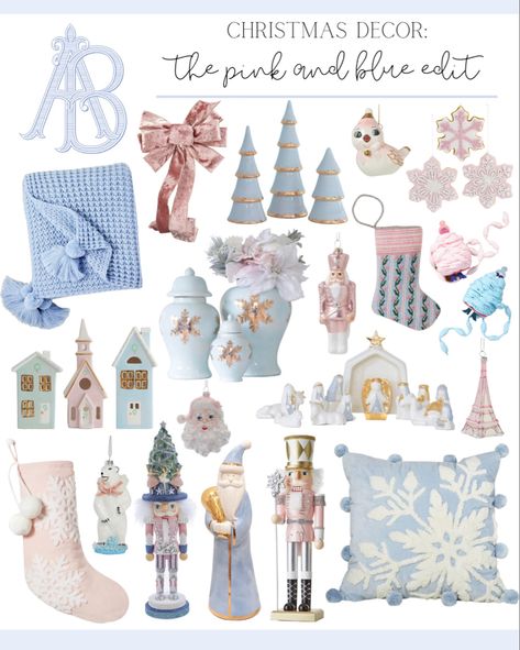 Teal And Pink Christmas Decor, Blush And Blue Christmas Tree, Pink White And Blue Aesthetic, Pink And Blue Christmas Aesthetic, Pink Blue Christmas Decor, Vintage Pastel Christmas Decor, Grand Millennial Christmas Decor, Pink And Aqua Christmas Decor, Pink And Blue Christmas Decorations