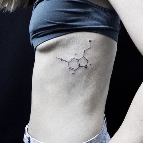 Serotonin Molecule Tattoo, Dopamine Tattoo, Serotonin Tattoo, Chemistry Tattoo, Molecule Tattoo, Full Arm Tattoos, Wrist Tattoos For Women, B Tattoo, Line Work Tattoo