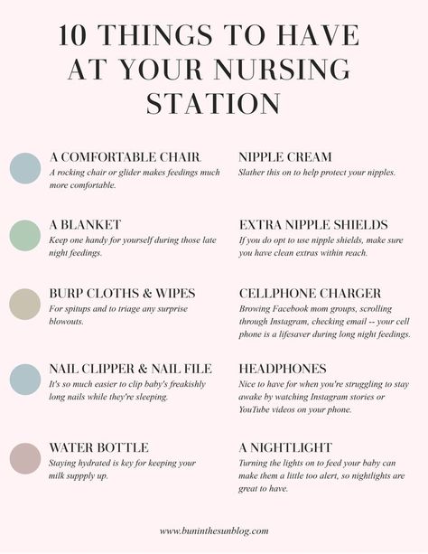 10 Things to Have at Your Nursing Station | The must-have items to have nearby when nursing a newborn, plus additional tips to make breastfeeding easier. #breastfeedinghelp #nursingstation Nursing Station, Breastfeeding And Pumping, Baby Prep, Baby Advice, Breastfeeding Tips, Newborn Care, Baby Time, Baby Life, Baby Hacks