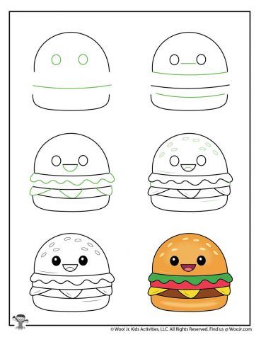 Kawaii Drawing for Kids Tutorials | Woo! Jr. Kids Activities Cute Drawing Step By Step Easy, Easy Doodle Art Drawing Flowers, Easy Drawings With Steps, Drawing Ideas With Color Easy, M&m Drawings Candy, How To Draw Cute Drawings, Kids How To Draw Step By Step, How To Draw A Pencil, Kids Step By Step Drawing