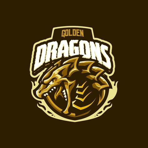 Dragon Line, Dragon Mascot, Dragon Logo, Golden Dragon, Design Your Own Logo, Team Games, Vector Cartoon, Mascot Logo, Own Logo