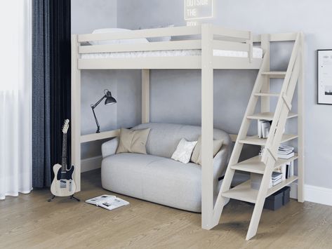 Loft Bed Double, Double High Sleeper, Shorty Bunk Beds, Step Bookcase, Double Loft Beds, Ladder Design, High Sleeper Bed, High Sleeper, Bed Double