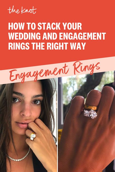 Order Of Wedding Rings On Finger, What Order To Wear Wedding Rings, How To Wear Wedding Rings Set, How To Stack Wedding Rings, Wedding Band And Engagement Ring Pairing, Wedding Ring Placement, Stacking Engagement Rings, Engagement Vs Wedding Ring, Costco Engagement Rings