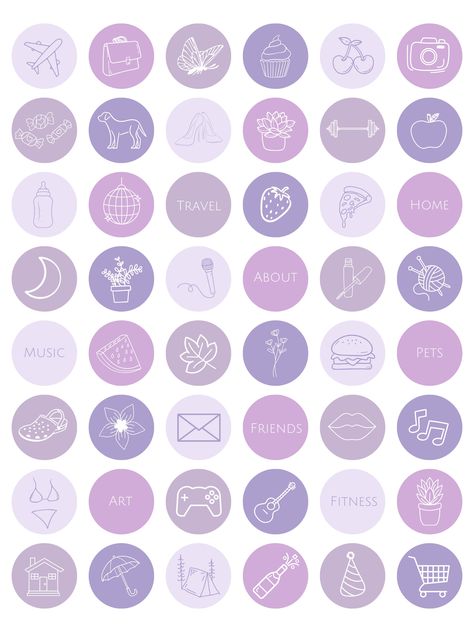 Purple Aesthetic Minimalist, Purple Aesthetic Instagram Highlight, Purple Highlights Instagram, Hilight Instagram Purple, Instagram Highlight Covers Purple, Pastel Highlights, Cute Bios, Black And White Instagram, Business Branding Inspiration