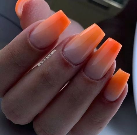 Orange And White Ombre Nails, Ombré Orange Nails, Ombre Orange Nails, Orange Ombré Nails, Nail Art Orange, Orange Ombre Nails, Ombre Nail Art, Orange Acrylic Nails, Pink Gellac