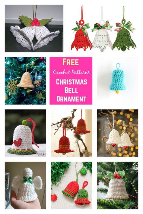 Crochet Christmas Bells, Easy Crochet Christmas, Christmas Crochet Ornaments, Whimsical Crochet, Craft Presents, Crochet Christmas Ornaments Free, Crochet Ornament Patterns, Christmas Crochet Patterns Free, Chicken Scratch Embroidery