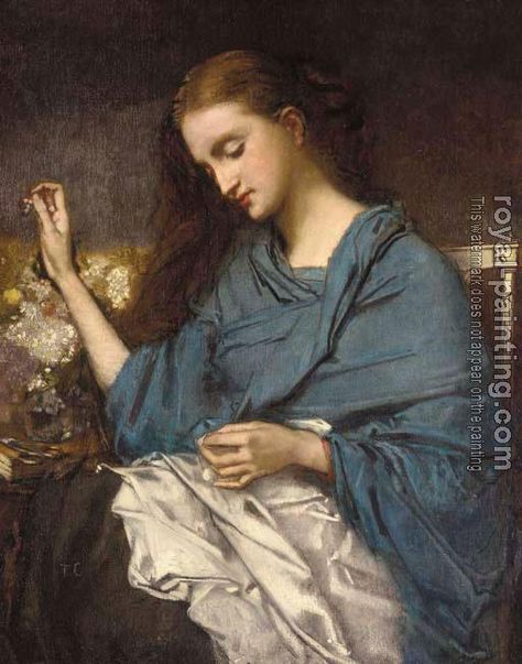 Thomas Couture - Young Woman Sewing Thomas Couture, Woman Sewing, Lawrence Alma Tadema, Women Sewing, Academic Art, French History, Knit Art, Oil Painting Reproductions, Sewing Art