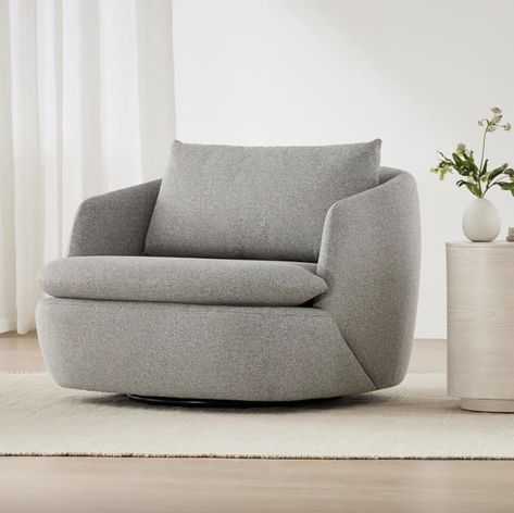 A Cool Spinner: West Elm Crescent Grand Swivel Chair Octagon Room, Beach House Interior Ideas, Round Lounge Chair, Furniture Budget, Sophisticated Room, Seating Nook, Drum Chair, Interior Design Competition, Sofa Single