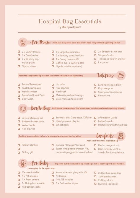 Hospital Birth Bag Checklist- What To Pack For Labour – Miss Kyree Loves Mum Hospital Bag Packing Lists, Hospital Bag Checklist Template, Birth Hospital Bag, Baby Hospital Bag Checklist, Hospital Checklist, Pregnancy Hospital Bag, Labor Hospital Bag, Baby Hospital Bag, Hospital Bag Essentials